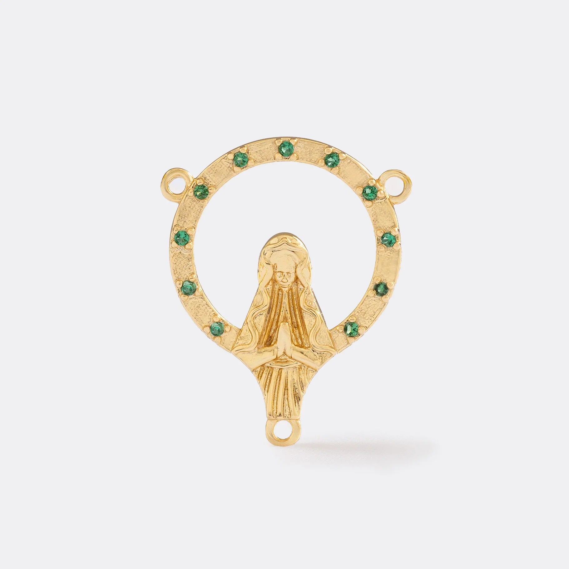 Crucero Virgen Con Circonias Verde
